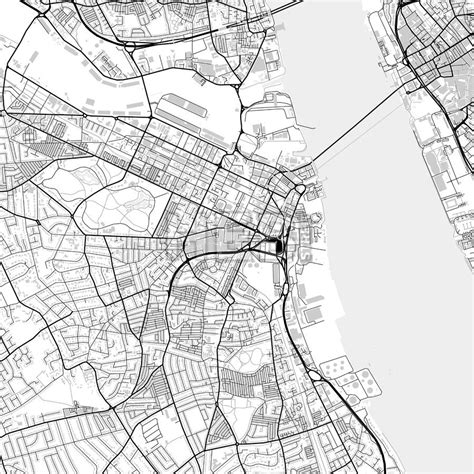 Downtown map of Birkenhead, light - HEBSTREITS | City vector, Map ...