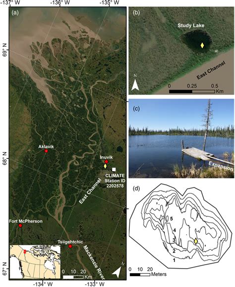 Overview of Mackenzie River Delta, Northwest Territories, Canada. (a ...