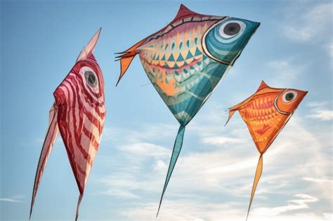 Premium AI Image | Kites with unique shapes and designs in the sky created with generative ai