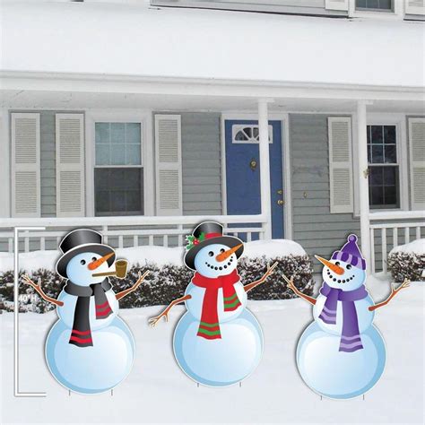 Large 40 Snowman Yard Signs, 3pc Christmas Yard Art, Yard Card Lawn Sign Set - Etsy