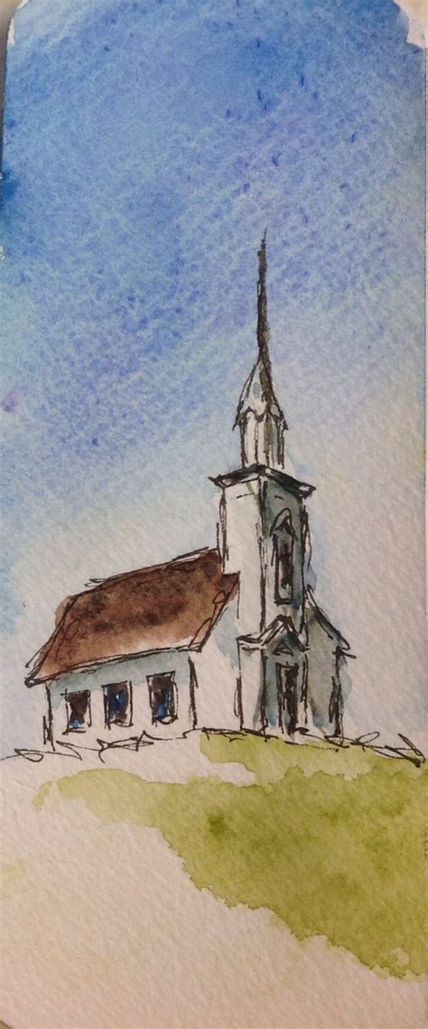 Little White Church (6cm x 15 cm) | Church art, Watercolor paintings, Art