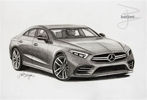 Mercedes-Benz CLS pencil drawing - Berjani - Drawings & Illustration, Vehicles & Transportation ...