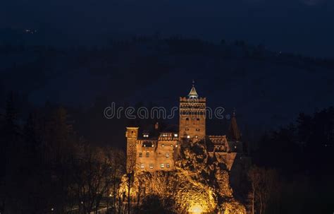 Night Bran castle stock photo. Image of winter, bran - 64487498