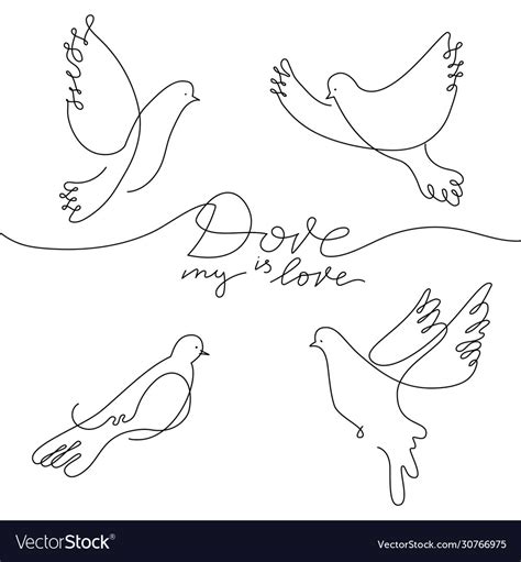 Dove in line art style Royalty Free Vector Image