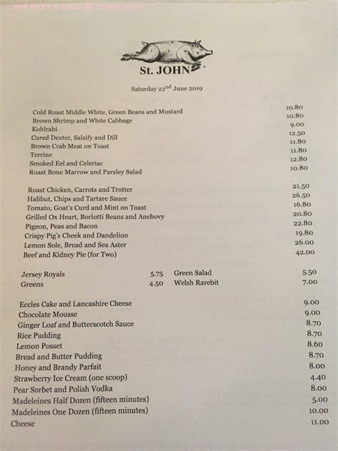 Online Menu of St John Bar and Restaurant Restaurant, London, United ...