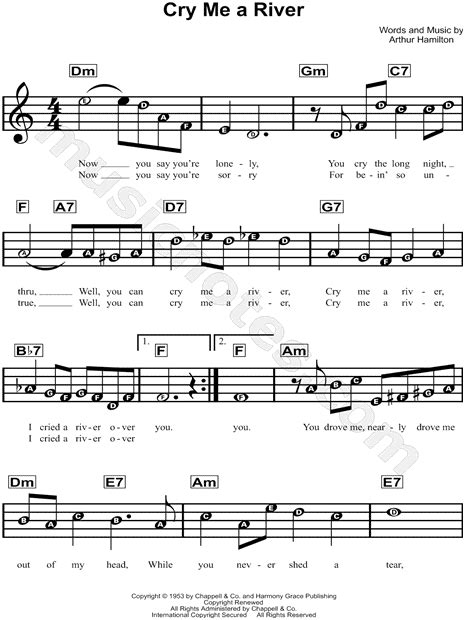 Michael Bublé "Cry Me a River" Sheet Music for Beginners in C Major - Download & Print - SKU ...