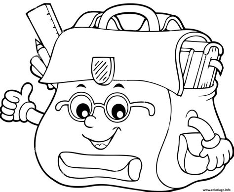 Coloriage cartable ecole ps enfant facile - JeColorie.com