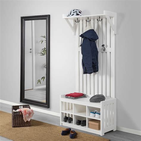 PANGET coat rack with shoe storage bench, white, 331/2x161/8x783/4" - IKEA