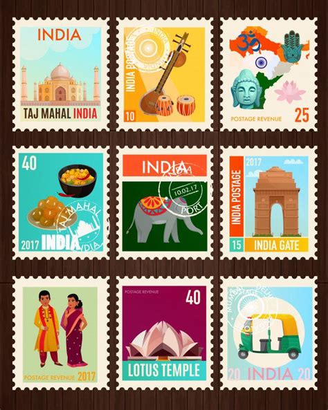 India Stamp Collection Free Vector