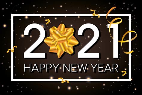 Happy New Year, 2021 celebration card with golden bow 1735534 Vector Art at Vecteezy