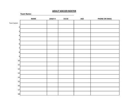 Printable Roster Template - Customize and Print