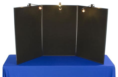 72"w Tabletop Velcro Display & Write-on Board, 3 Spotlights - Black ...