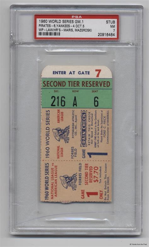 1960 World Series Game 1 Ticket Stub PSA 7 - Tickets From The Past