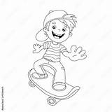 Coloring Page Outline Of Cartoon Boy On The skateboard Stock Vector  sketch template