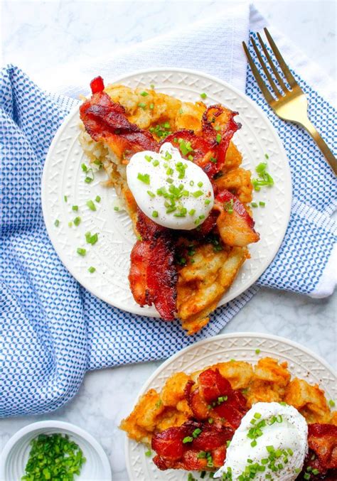 Tater Tot Waffles with Bacon, Eggs, & Truffle Oil | Recipe | Tater tot waffle, Tater tot, Waffle ...