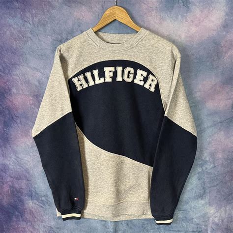 Vintage Tommy Hilfiger sweatshirt reworked medium... - Depop