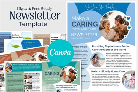 Canva Newsletter Template Caregiver | Creative Market