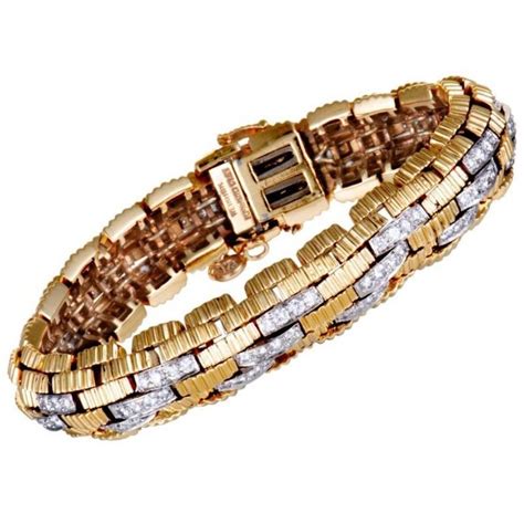 David Webb 18 Karat Yellow Gold and White Enamel Gold Bracelet, circa ...