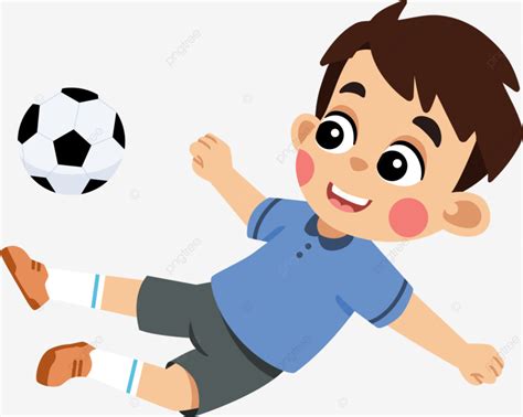 Niño Saltando Y Pateando Una Pelota De Fútbol Anak Menendang Bola Sepak PNG , Niño, Fútbol ...