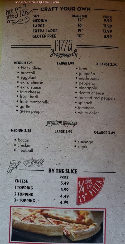 Menu at Sal's Pizza pizzeria, Concord