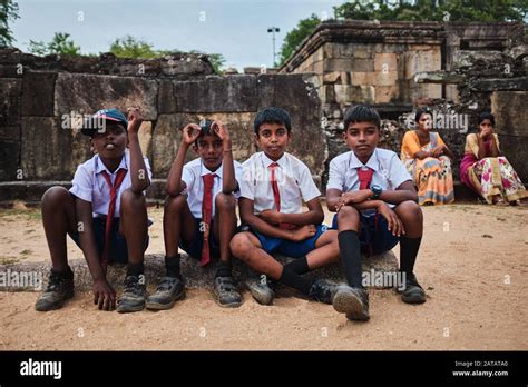 Young boys from Sri Lanka in student uniforms in Polonnaruwa Stock Photo - Alamy