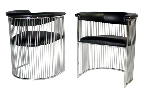 Platner Style Chrome & Black Vinyl Chairs - A Pair | Vinyl chairs, Metal chairs, Upholstered chairs