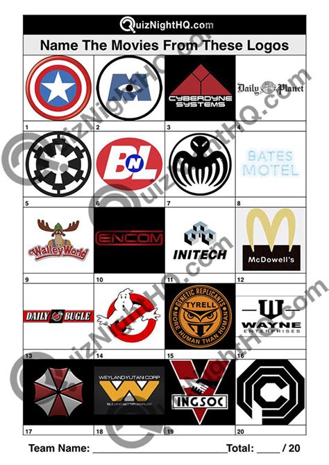 Fictional Logos 001 – Movies – QuizNightHQ