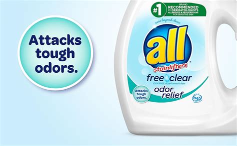 All Liquid Laundry Detergent, Free Clear with Odor Relief, 88 Fluid ...