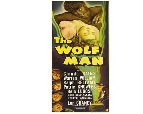 The Wolf Man Movie Poster Universal Monsters Lon Chaney Bela Lugosi ...