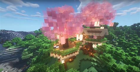 Minecraft Cherry Blossom Tree house Ideas and Design