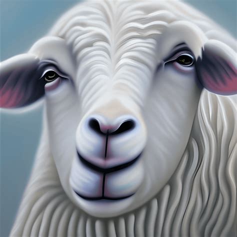 Oil Painting of a White Sheep · Creative Fabrica