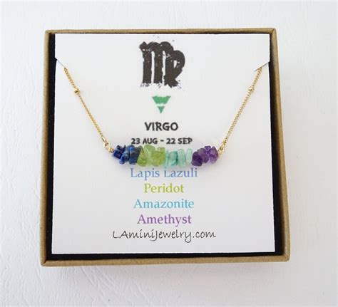 Virgo zodiac necklace Gemstone jewelry Crystal Birthstone | Etsy