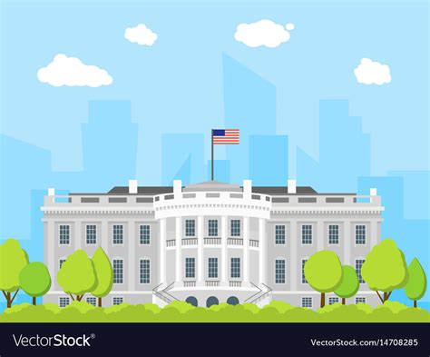 Cartoon white house building Royalty Free Vector Image