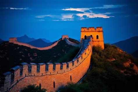 Premium AI Image | The great wall of china at night