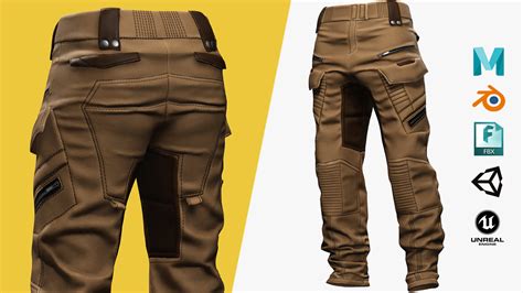 ArtStation - Realistic Pants 1 for Men Rigged Low-poly 3D model | Game Assets