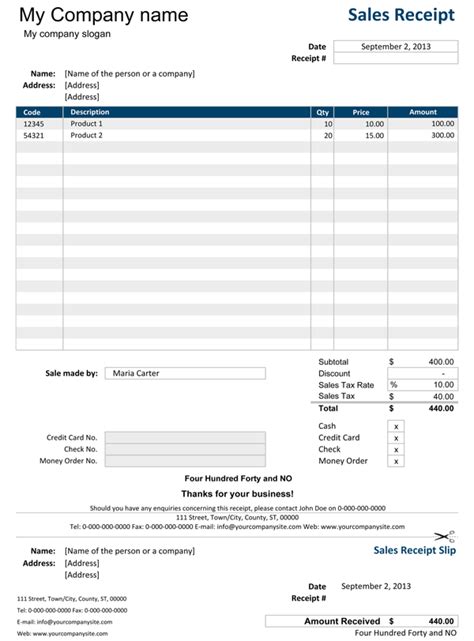 Sales Receipt | Free Sales Receipt Template for Excel