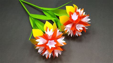 Handcraft: Paper Stick Flower Making | DIY Beautiful Handcraft with Paper | Jarine's Crafty ...