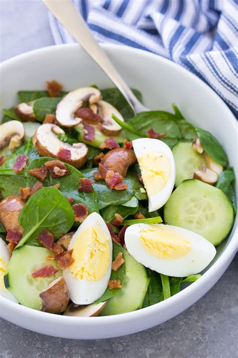 Spinach Salad with Bacon and Eggs - Kristine's Kitchen