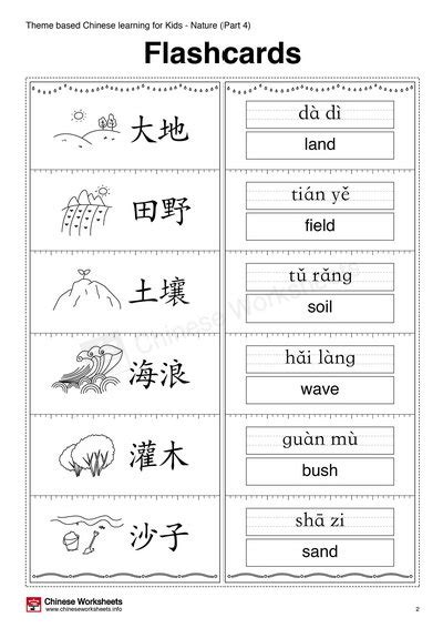 Theme Based Chinese Learning Activities for Kids – Nature (Part 4) – Chinese Worksheets