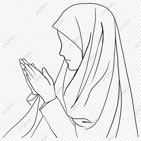 a woman praying with her hands clasped to her face in prayer lines, hd png