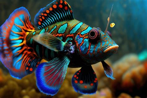 Premium AI Image | Stunning color mandarin fish colorful mandarin fish mandarin fish closeup