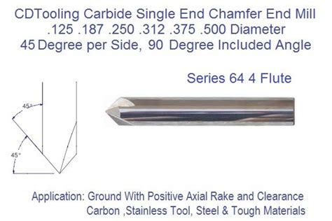 90 Degree Included 45 Per Side Angle 4 Flute Carbide Chamfer Mill ...