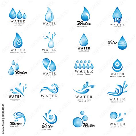 Water Splash Vector And Drop Icons Set - Isolated On White Background. Vector Illustration ...