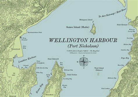 Wellington Harbour Terrain Map | The Map Kiwi | Map, Lambton, Wellington