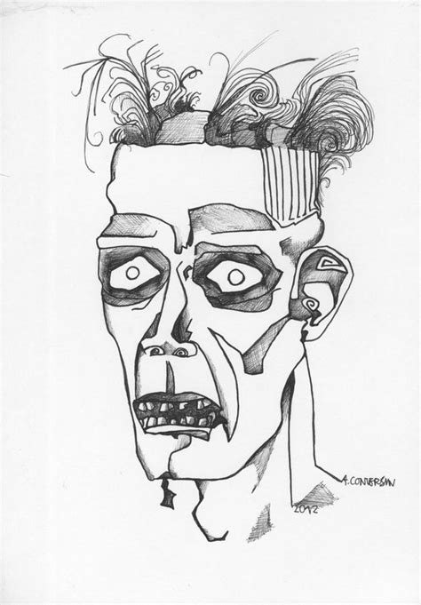 Items similar to Zombie Head - Original Drawing by Alexandre Conversin on Etsy