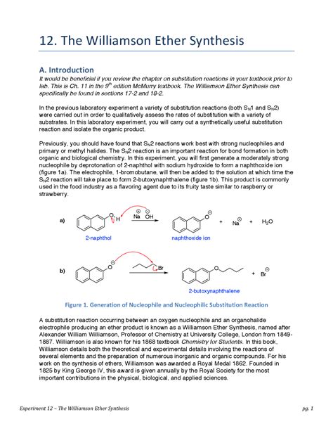 The Williamson Ether Synthesis Lab Report | Lab Reports Organic Chemistry - Docsity