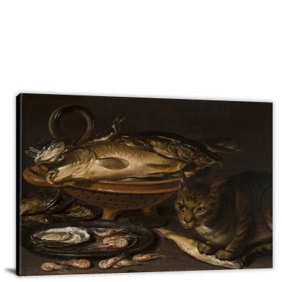 Still Life of Fish and Cat by Clara Peeters, 1620 - Canvas Wrap