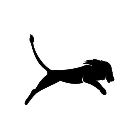 Premium Vector | Jumping lion logo silhouette vector