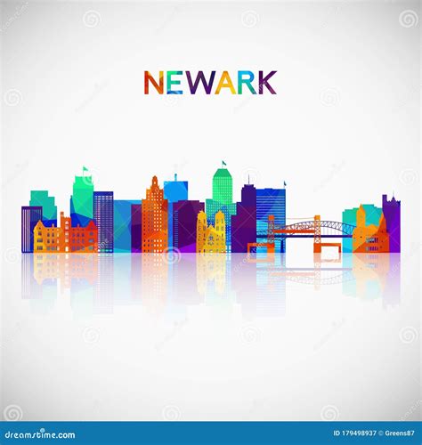 Newark USA Skyline And Landmarks Silhouette Cartoon Vector | CartoonDealer.com #114392523