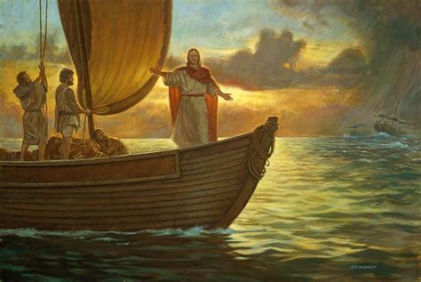 Stilling the Storm | Jesus calms the storm, Lds art, Jesus pictures